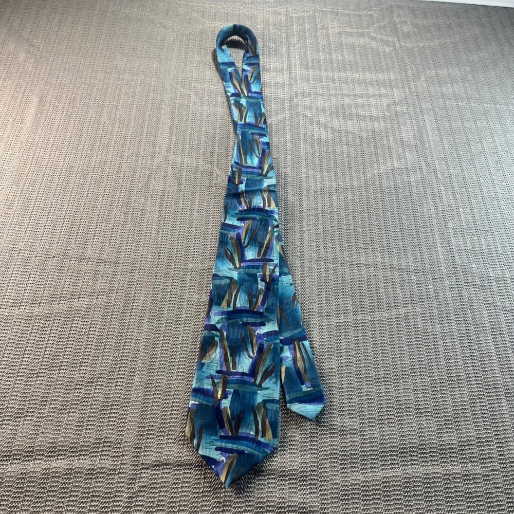 J. Garcia Mens Silk Necktie Blue Abstract Oak Tree Collection Thirty-Two Tie